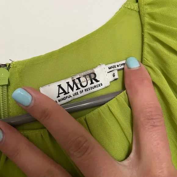 AMUR Lime Green Tiered Ruffle Mini Dress - Picture 2 of 4